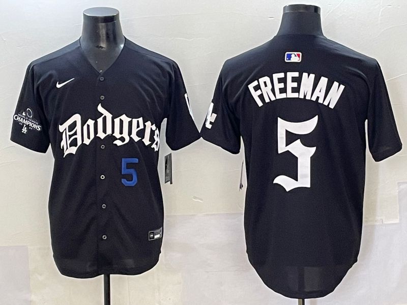 Men 2025 Los Angeles Dodgers #5 Freeman Black Seventh generation Joint Name Nike MLB Jersey style 4->los angeles dodgers->MLB Jersey